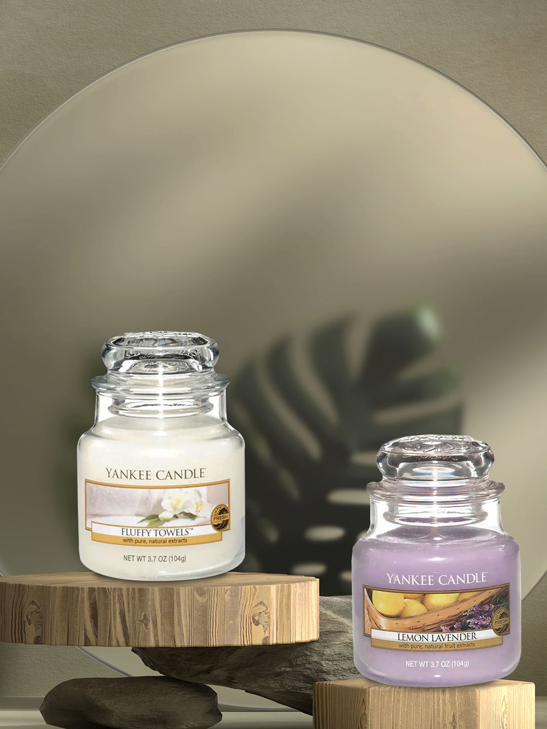 YANKEE CANDLE Set of 2 White & Lavender Classic Jar Scented Candles