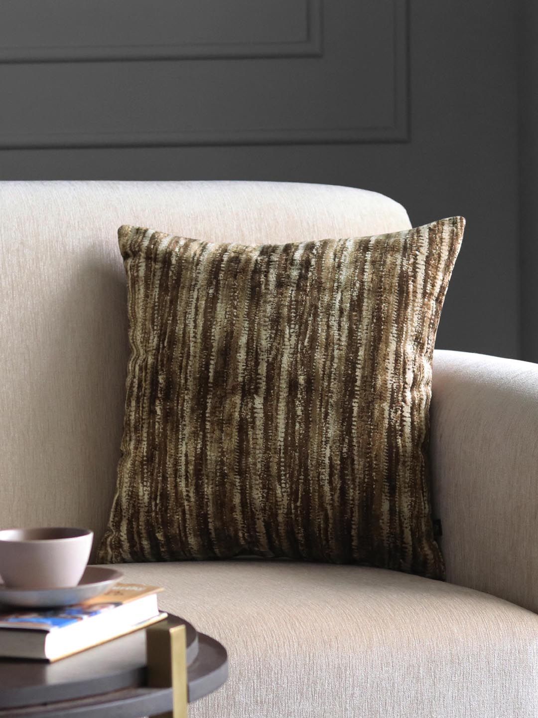 GM Brown Abstract Square Cushion Cover Price in India