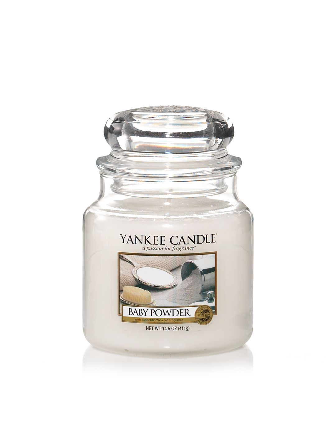 YANKEE CANDLE White Classic Medium Jar Baby Powder Scented Candles Price in India