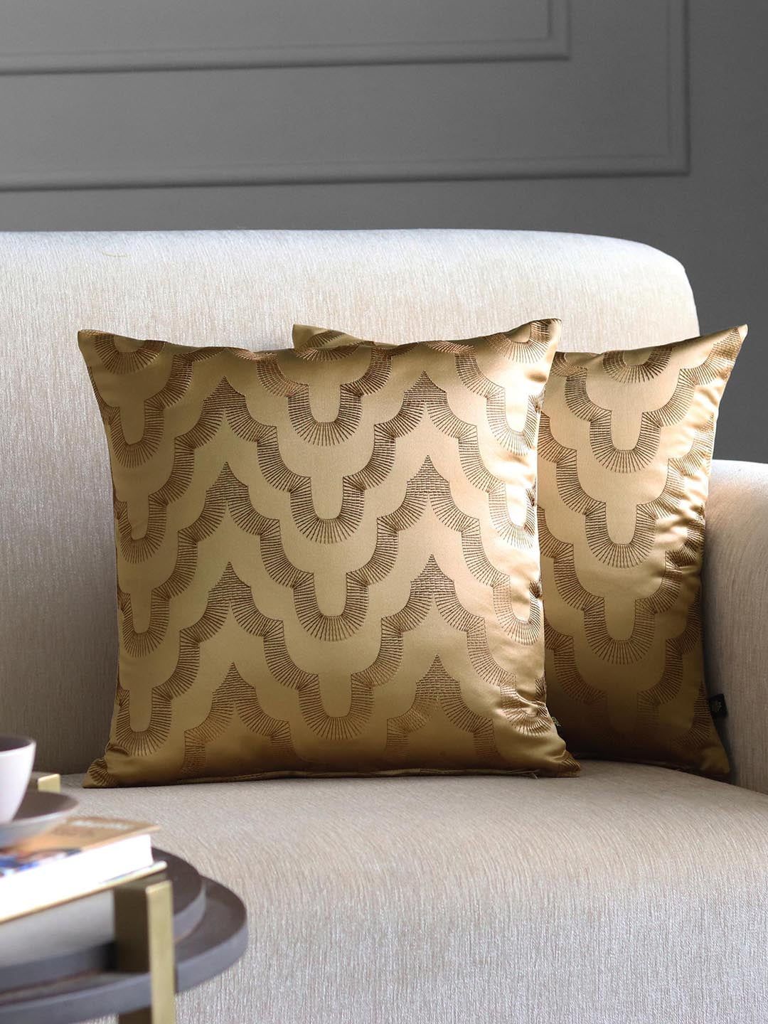 GM Gold-Toned Set of 2 Abstract Square Cushion Covers Price in India