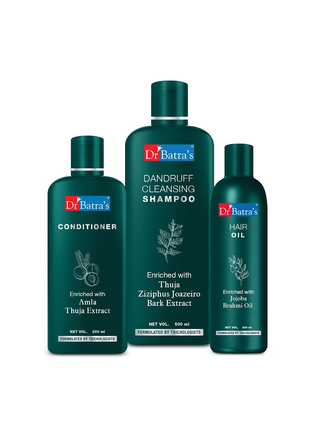 Dr. Batras Set Of Dandruff Cleansing Shampoo 500ml + Conditioner 200ml & Hair oil 200 ml