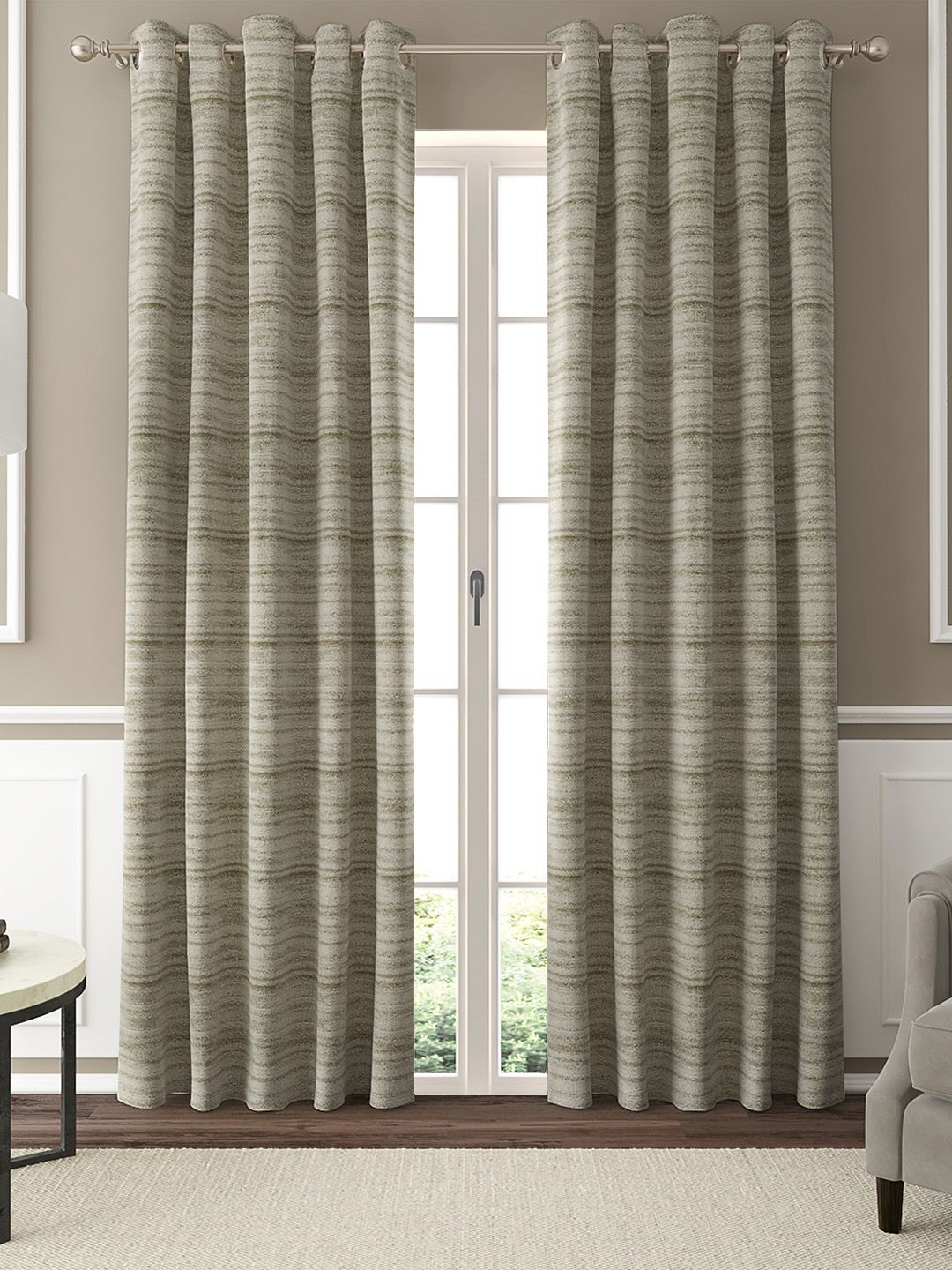 GM Set of 2 Jacquard Self Design Door Curtains Price in India