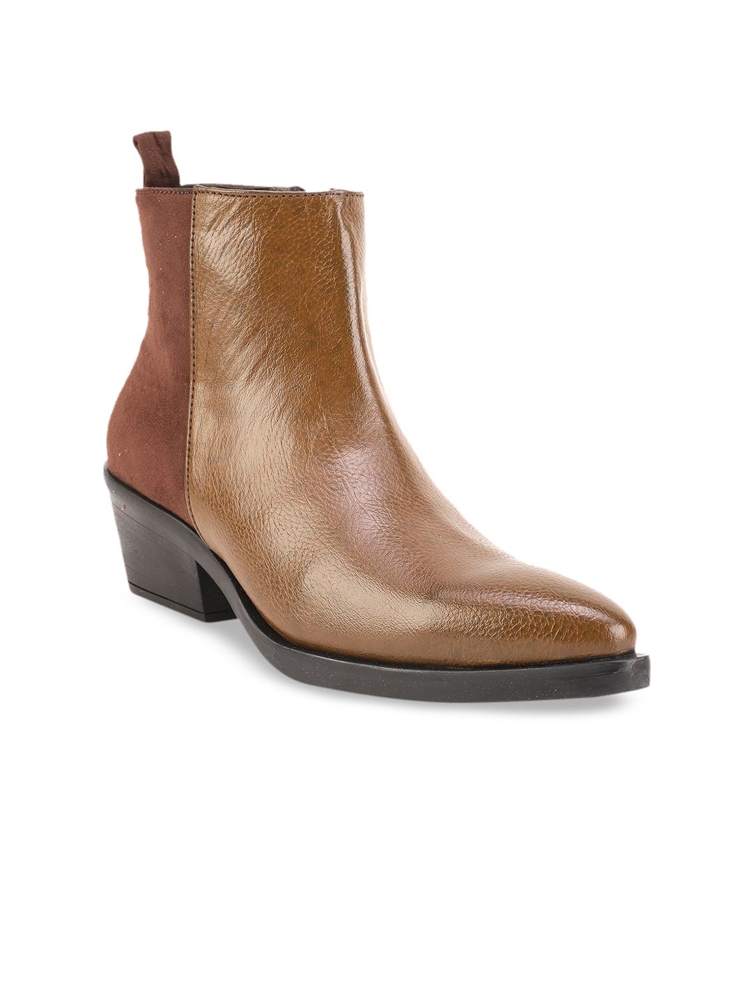 Bruno Manetti Women Brown Solid Heeled Boots Price in India