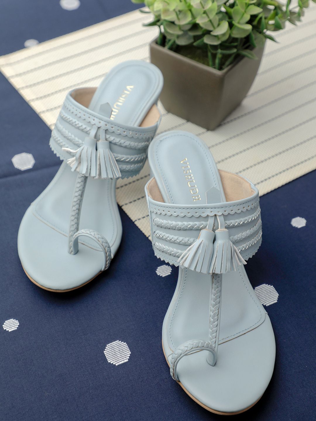 Vishudh Women Blue Solid Sandals Price in India
