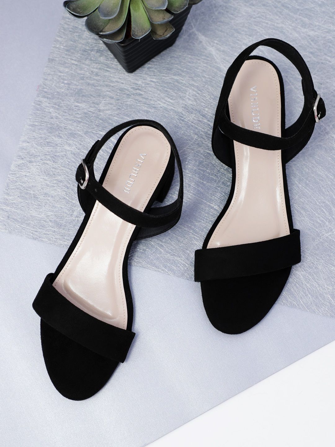 Vishudh Women Black Solid Block Heels