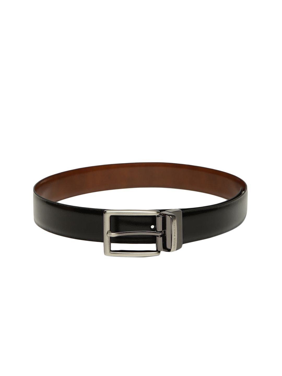 Louis Philippe Men Black & Tan Brown Solid Reversible Leather Belt