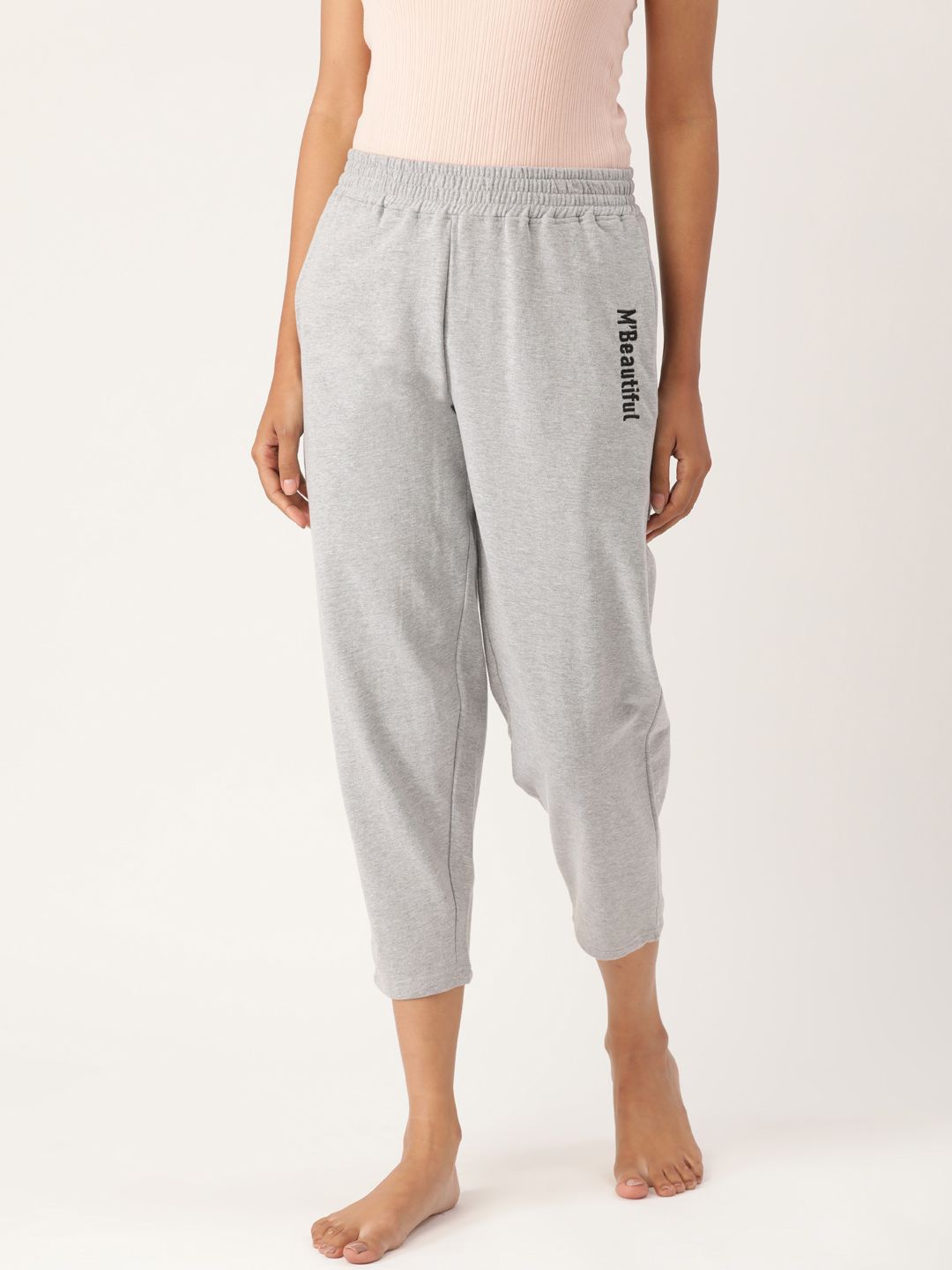 MBeautiful Women Grey Melange Comfort Fit Solid Lounge Pants Price in India