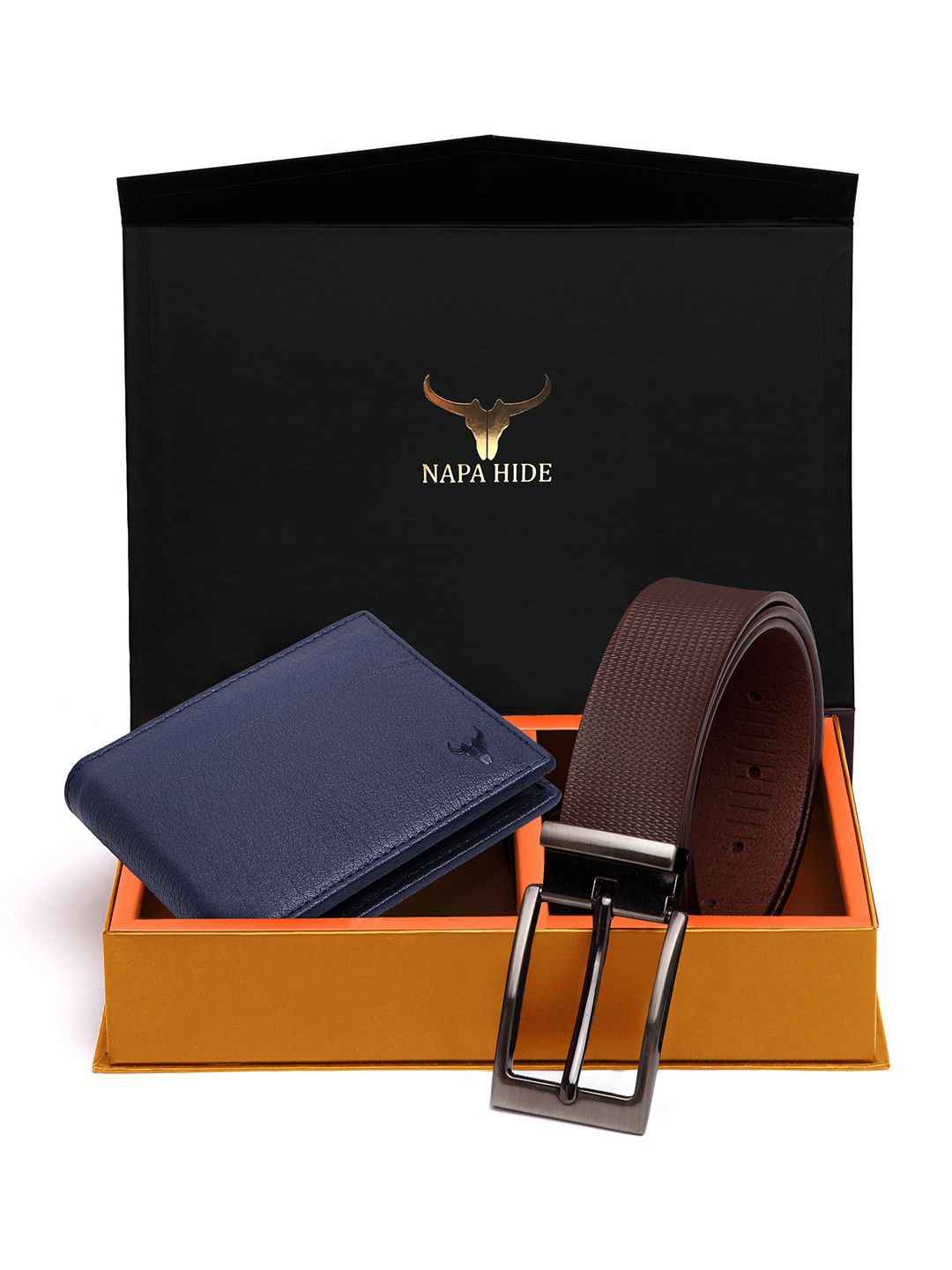 NAPA HIDE Men RFID Protected Genuine Leather Wallet & Belt Accessory Gift Set