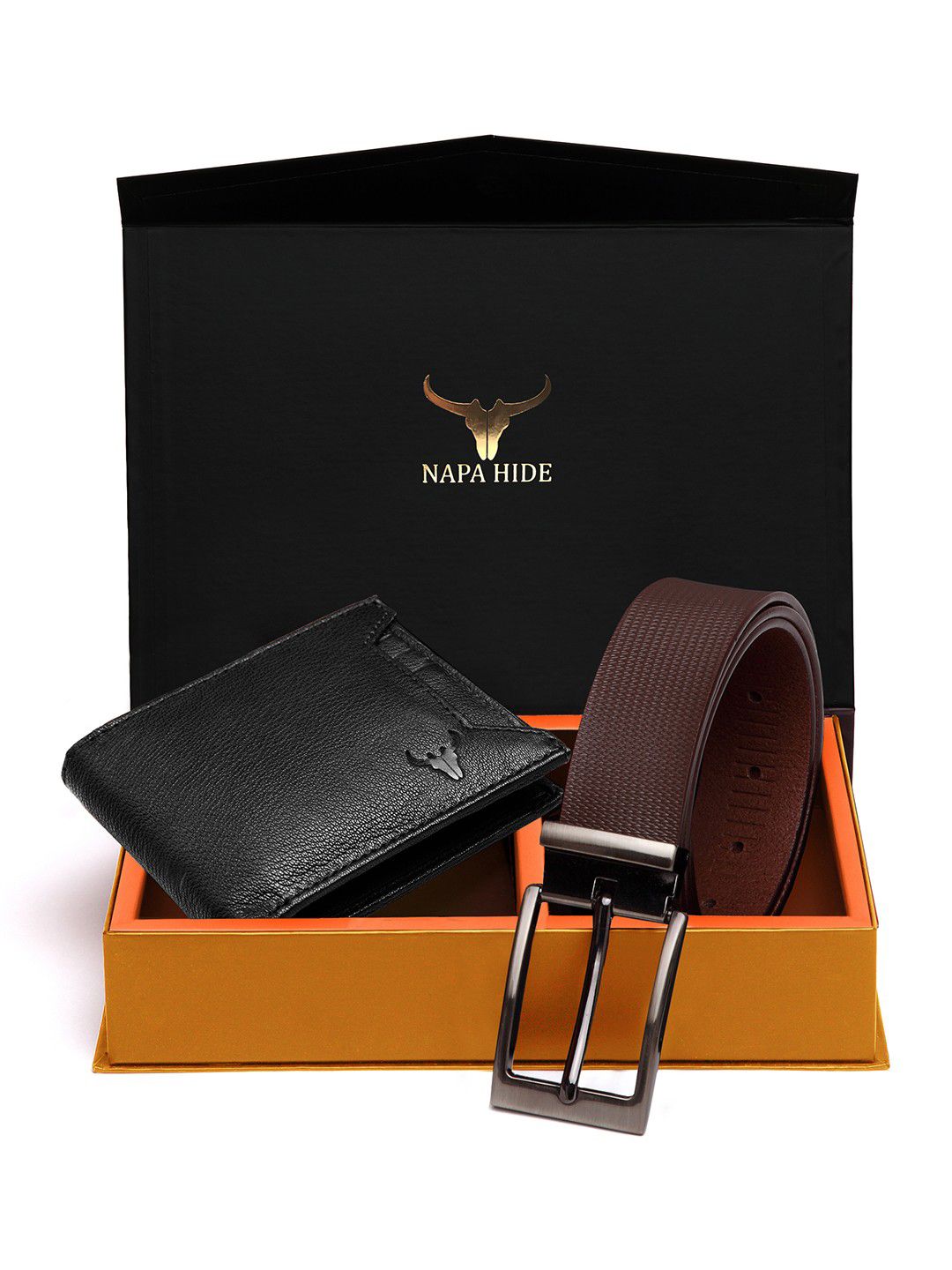 NAPA HIDE Men RFID Protected Genuine High Quality Leather Wallet & Belt Gift Set