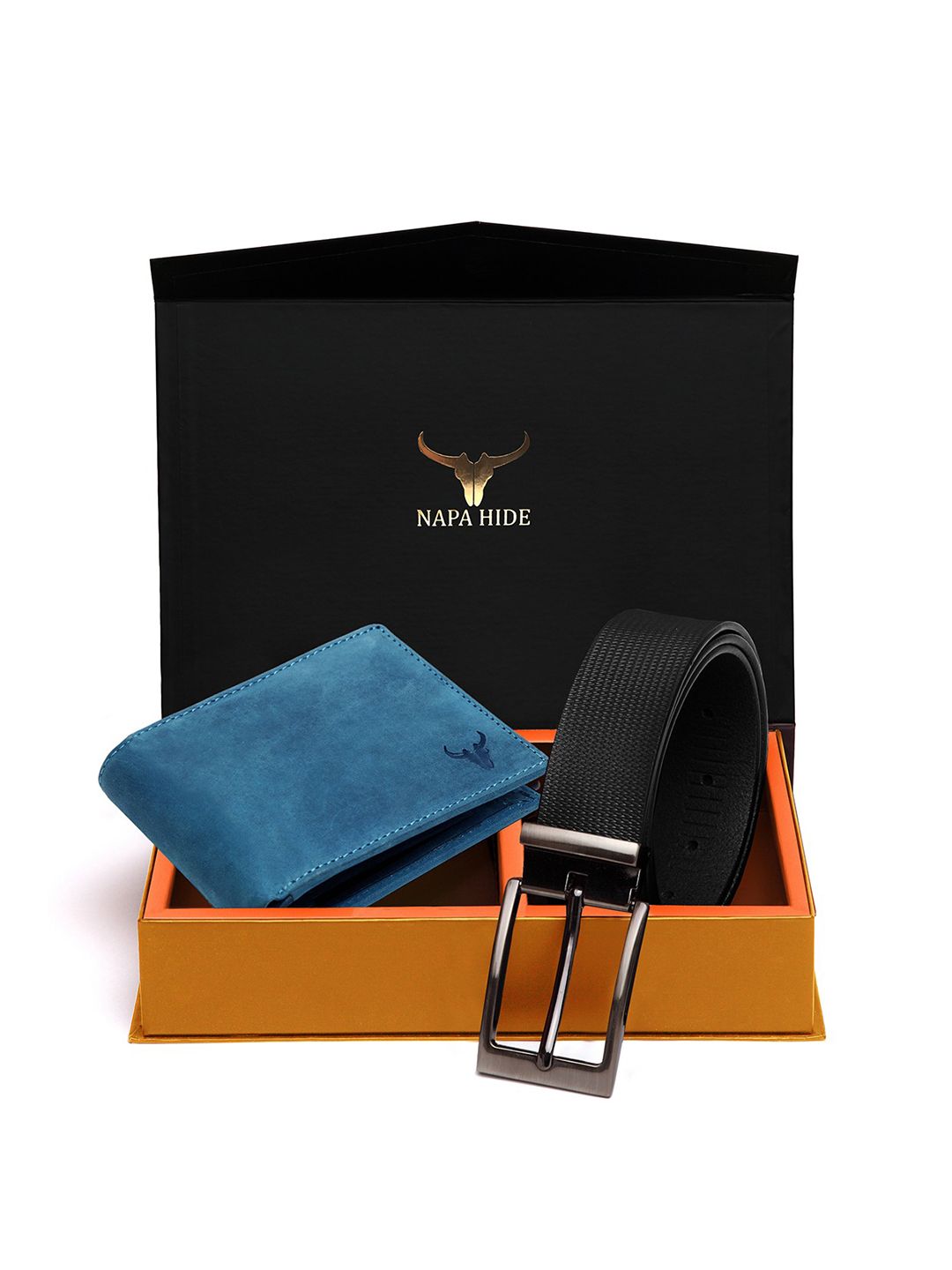 NAPA HIDE Men RFID Protected Genuine High Quality Leather Wallet & Belt Accessory Gift Set