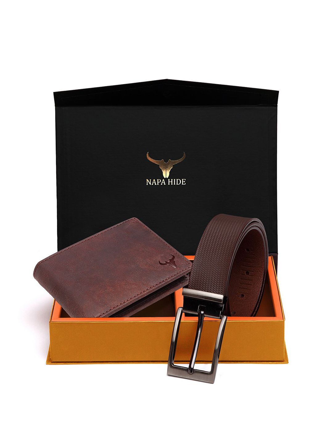 NAPA HIDE Men RFID Protected Genuine High Quality Leather Wallet & Belt Accessory Gift Set