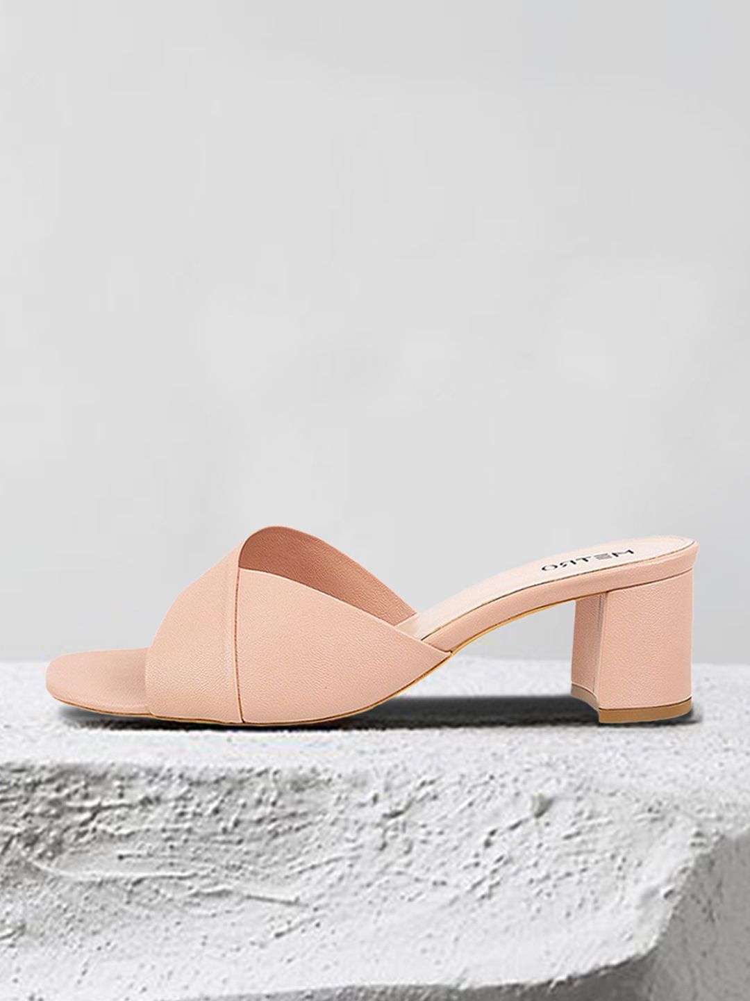 Metro Women Peach-Coloured Solid Mules Price in India