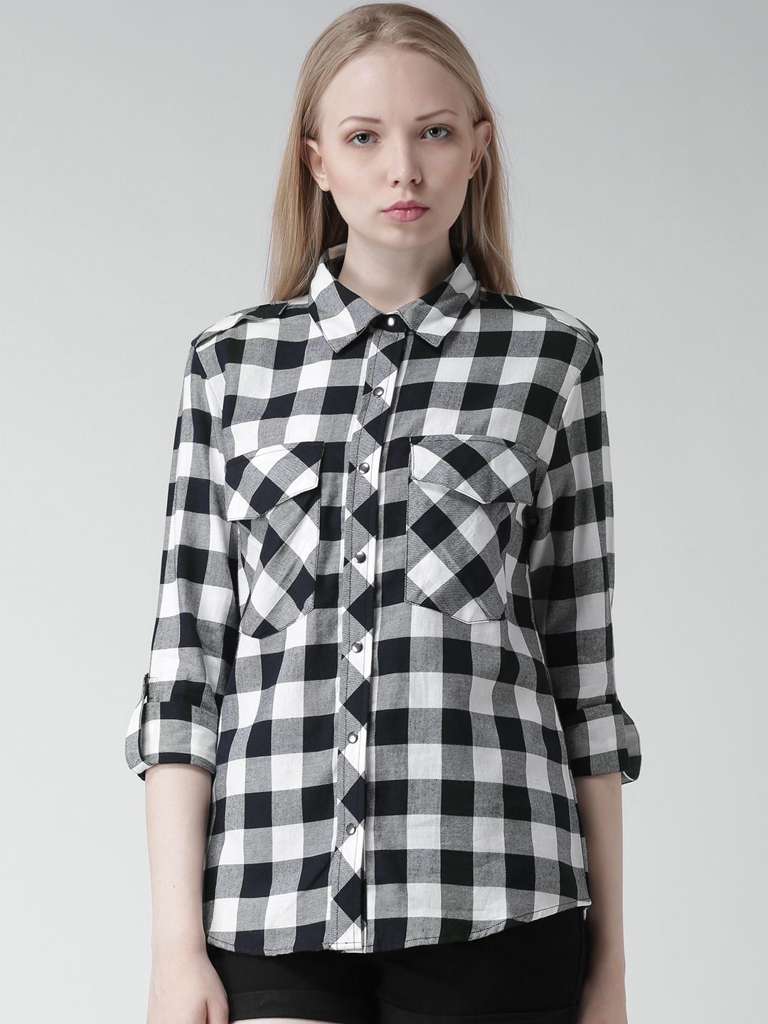 Buy FOREVER 21 Black & White Checked Casual Shirt - Apparel for Women