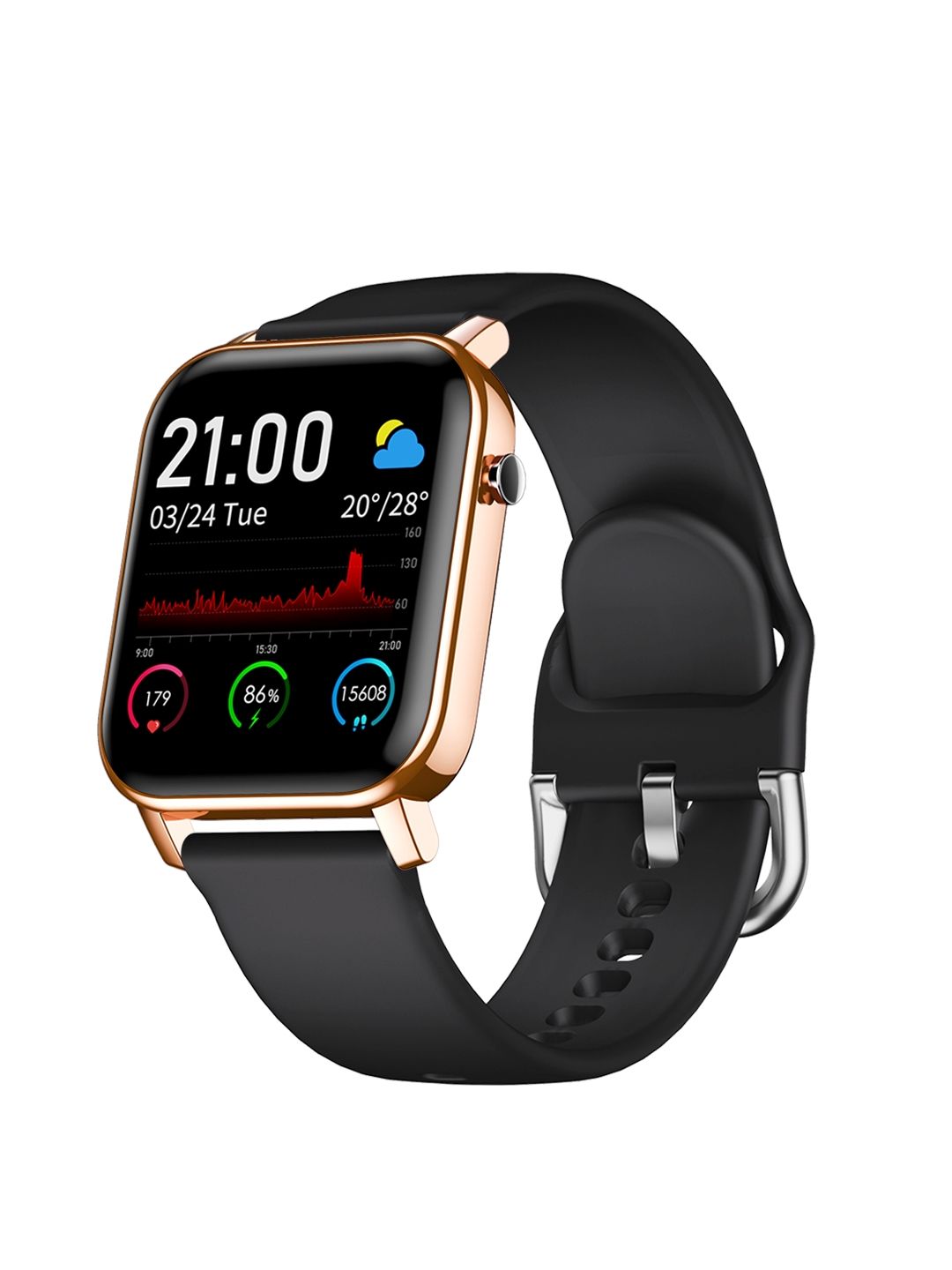 FitSpark Unisex Rosegold & Black Eclipse Super Retina Display HD Smartwatch with IML Back Price in India