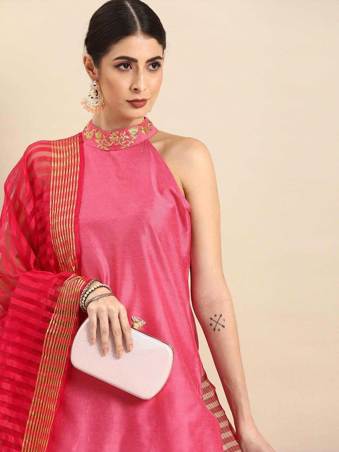 Anouk Women Pink Solid Kurta Set Price in India