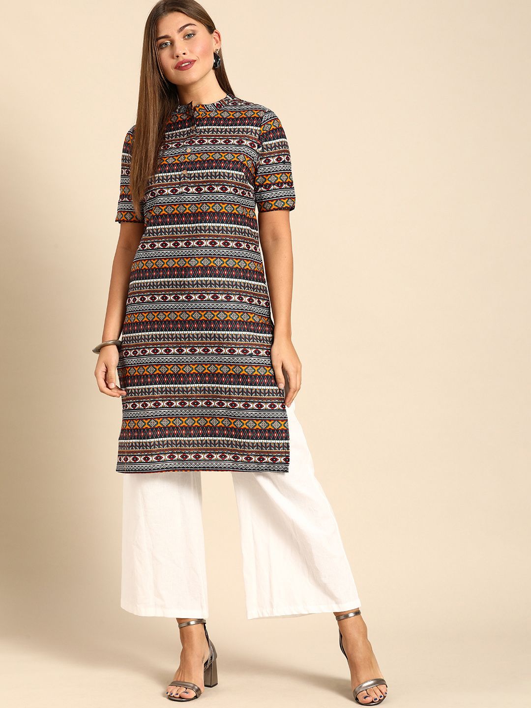 Anouk Women Multi-Coloured Tribal Printed Kurta