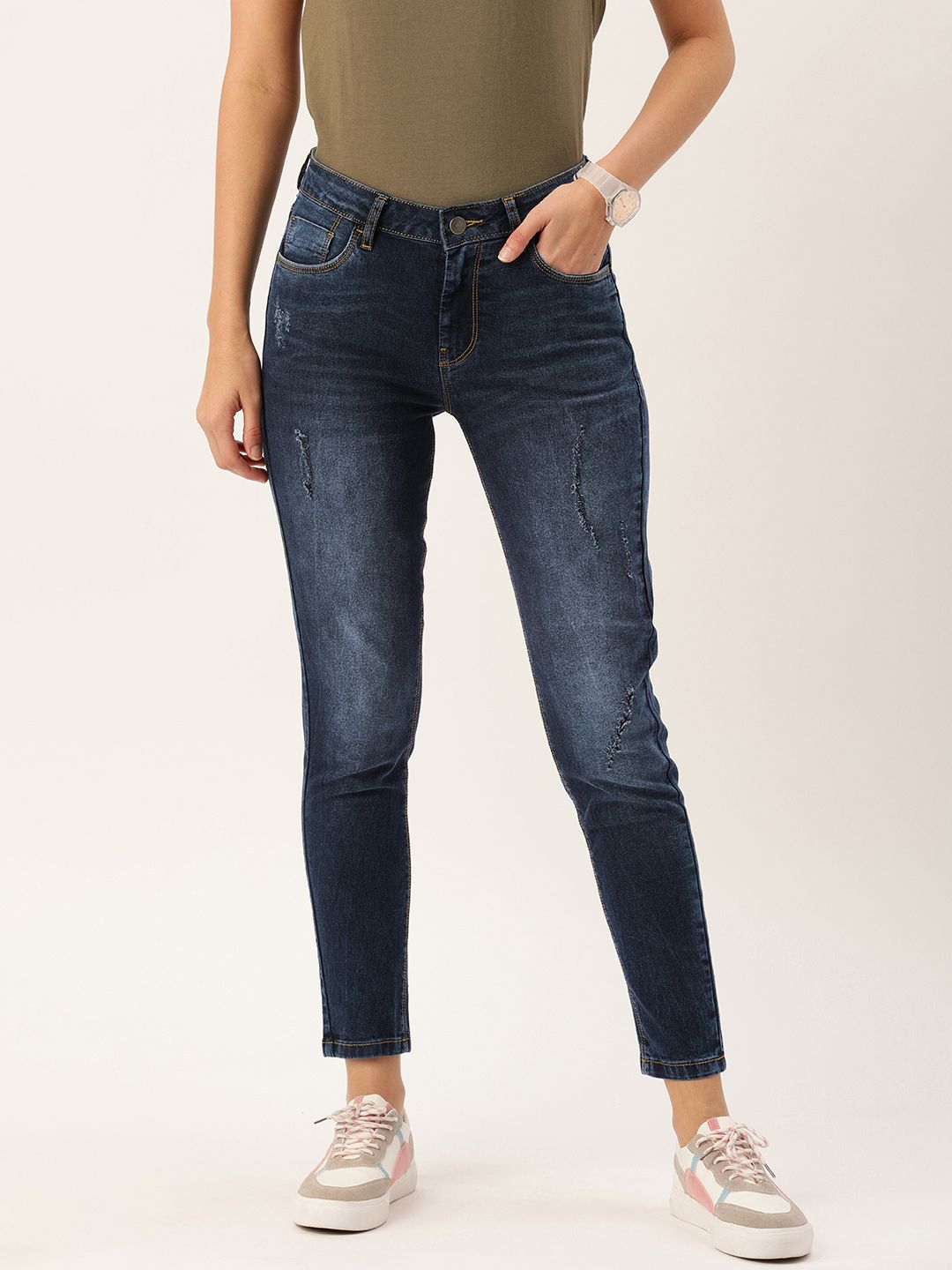 Flying Machine Women Blue Skinny Fit Mid-Rise Clean Look Stretchable Jeans Price in India