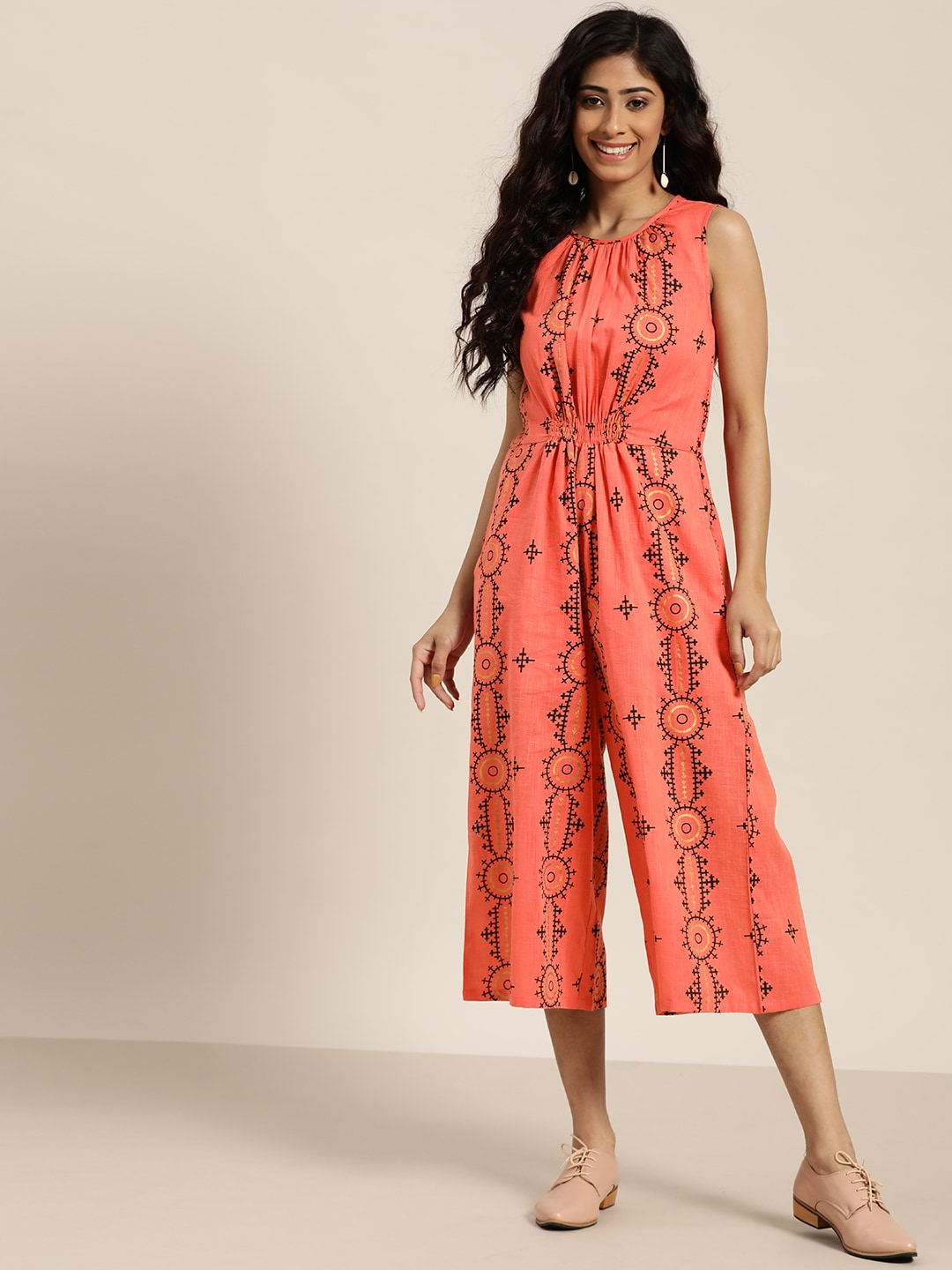 Sangria Women Pretty Pink Printed Ethnic Jumpsuit Price in India