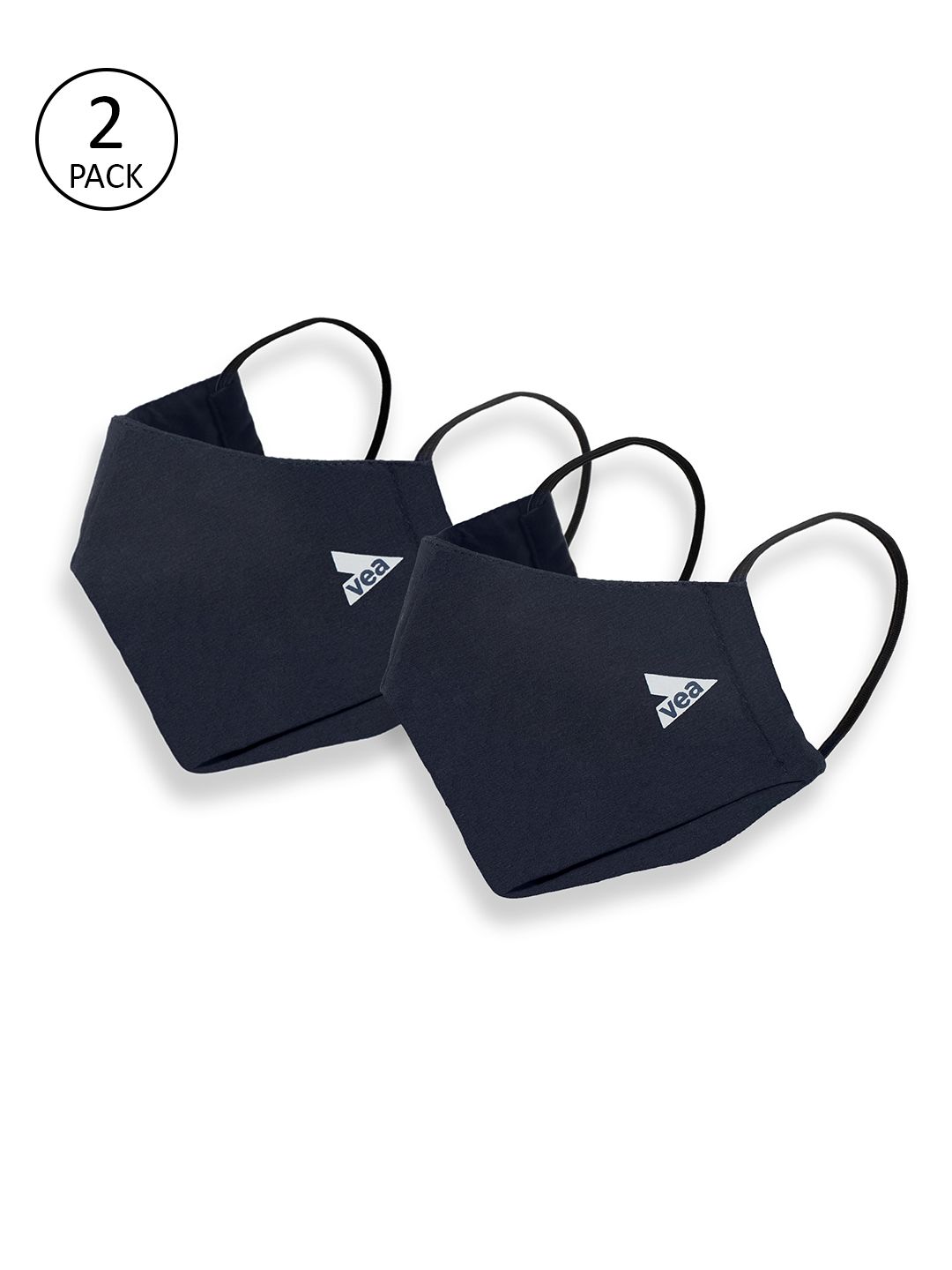 VEA Unisex Navy Blue Pack Of 2 Reusable 3-Ply Cloth Masks Price in India