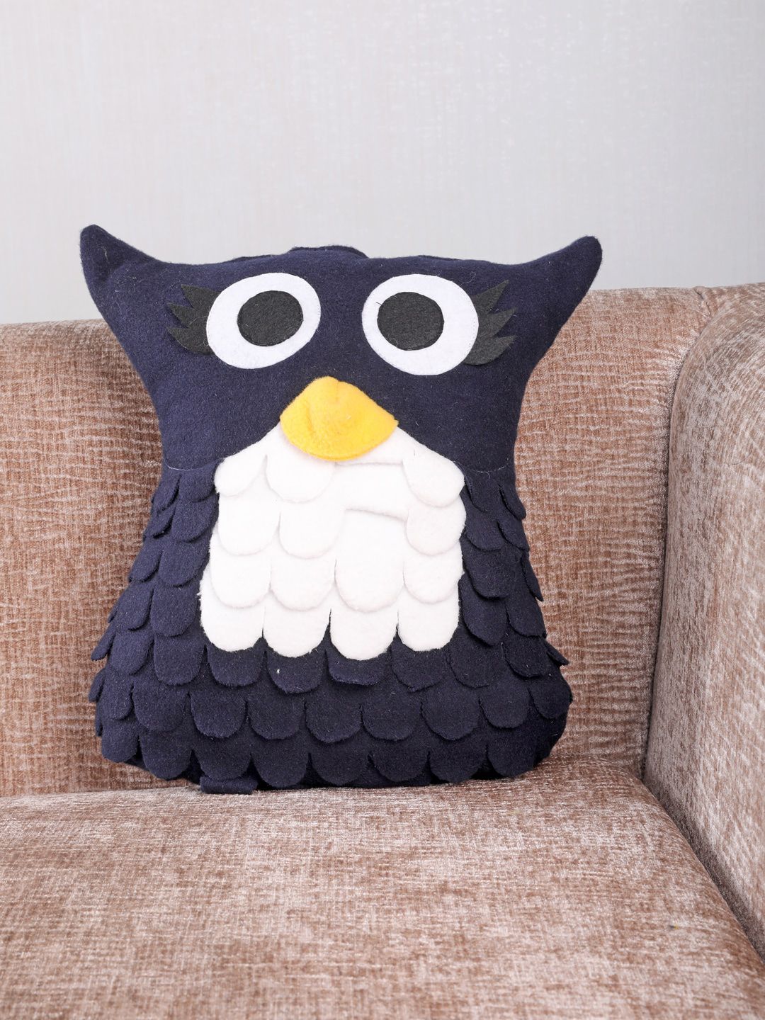 My Gift Booth Navy-Blue & White Printed Fleece Owl-Shaped Cushions Price in India