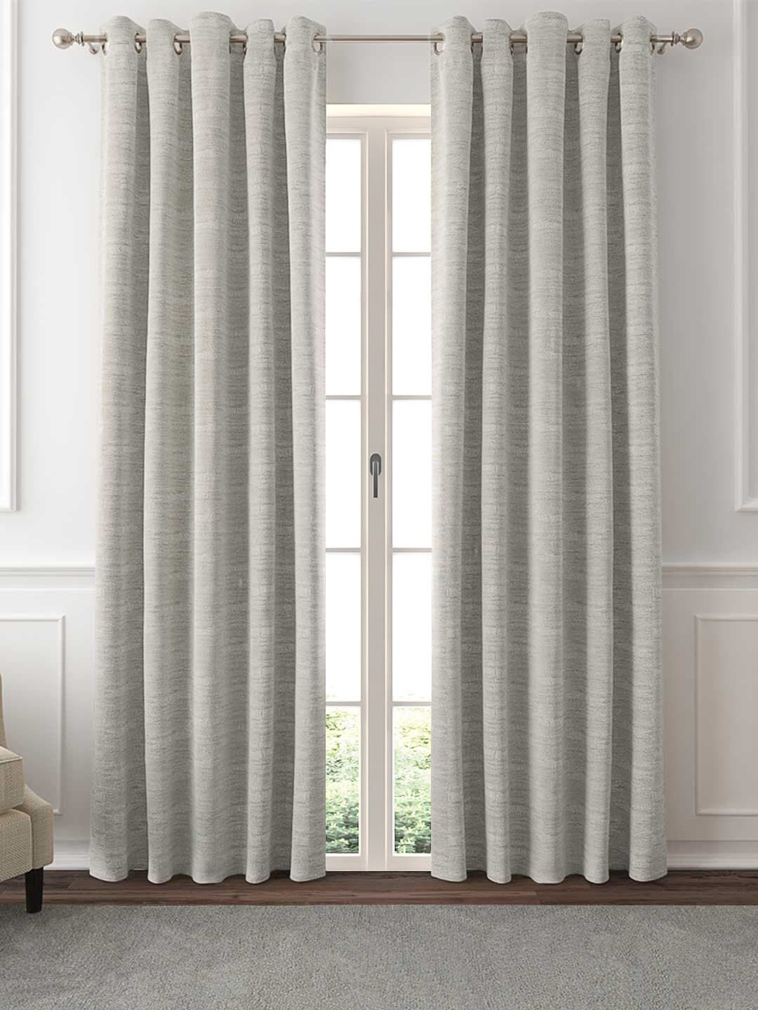 GM Grey Set of 2 Jacquard Curtains Price in India