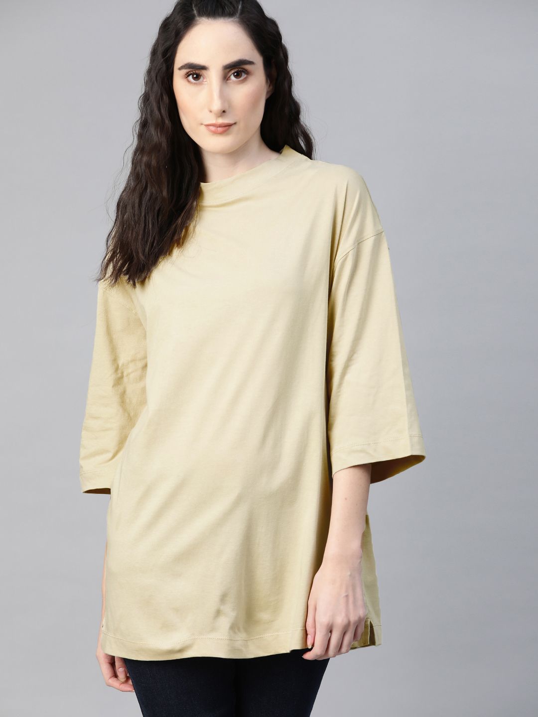 Buy The Roadster Lifestyle Co Women Cream-Coloured Drop-Shoulder