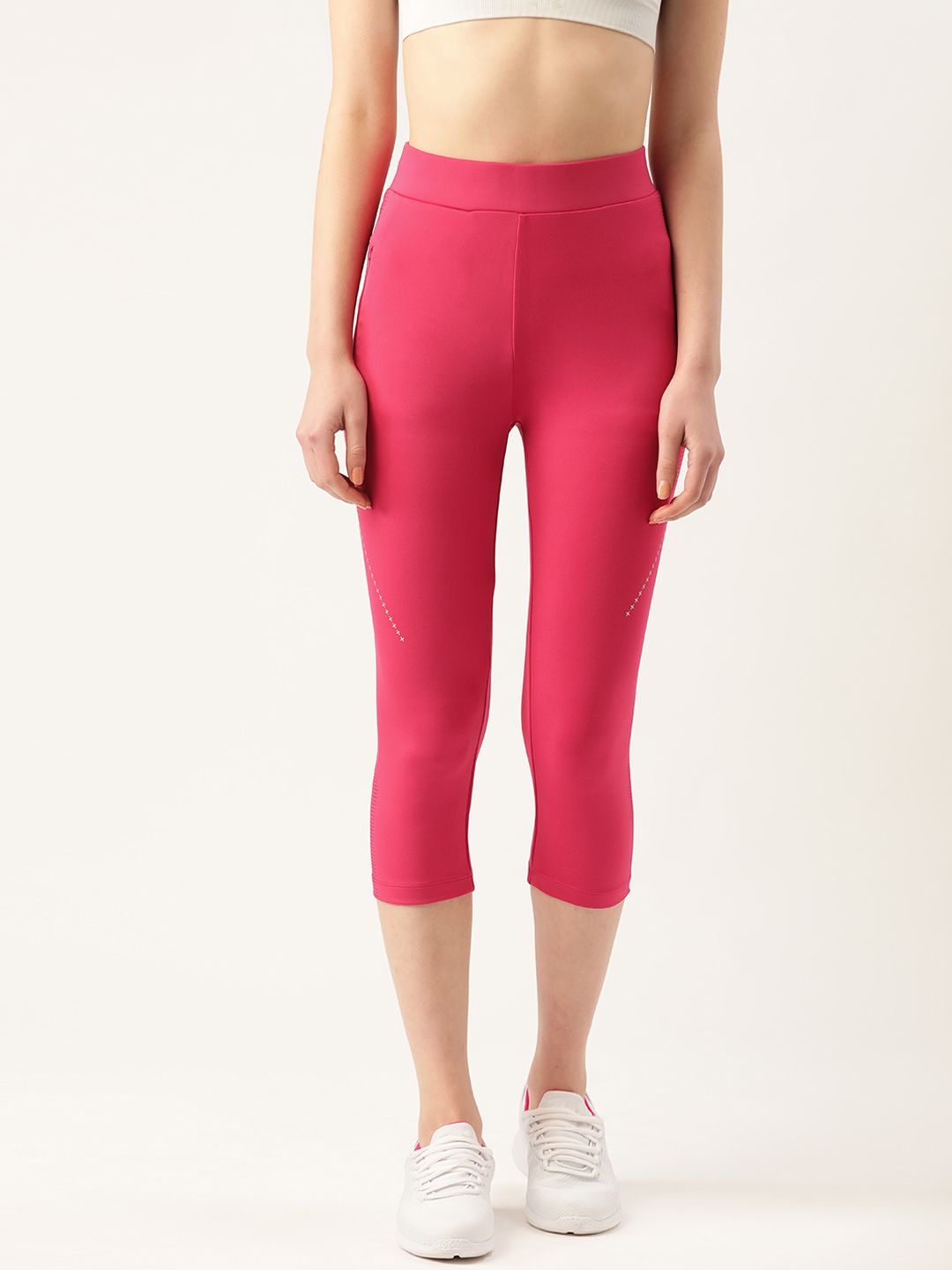 Sweet Dreams Women Fuchsia Pink Solid 3/4Th Tights Price in India