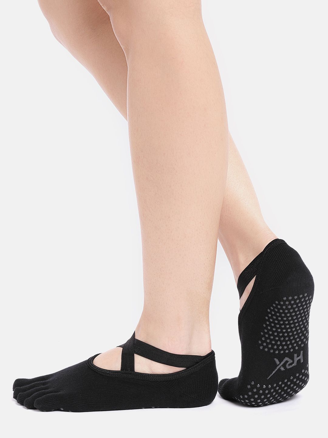HRX by Hrithik Roshan Women Black Solid Ankle-Length Yoga Socks Price in India