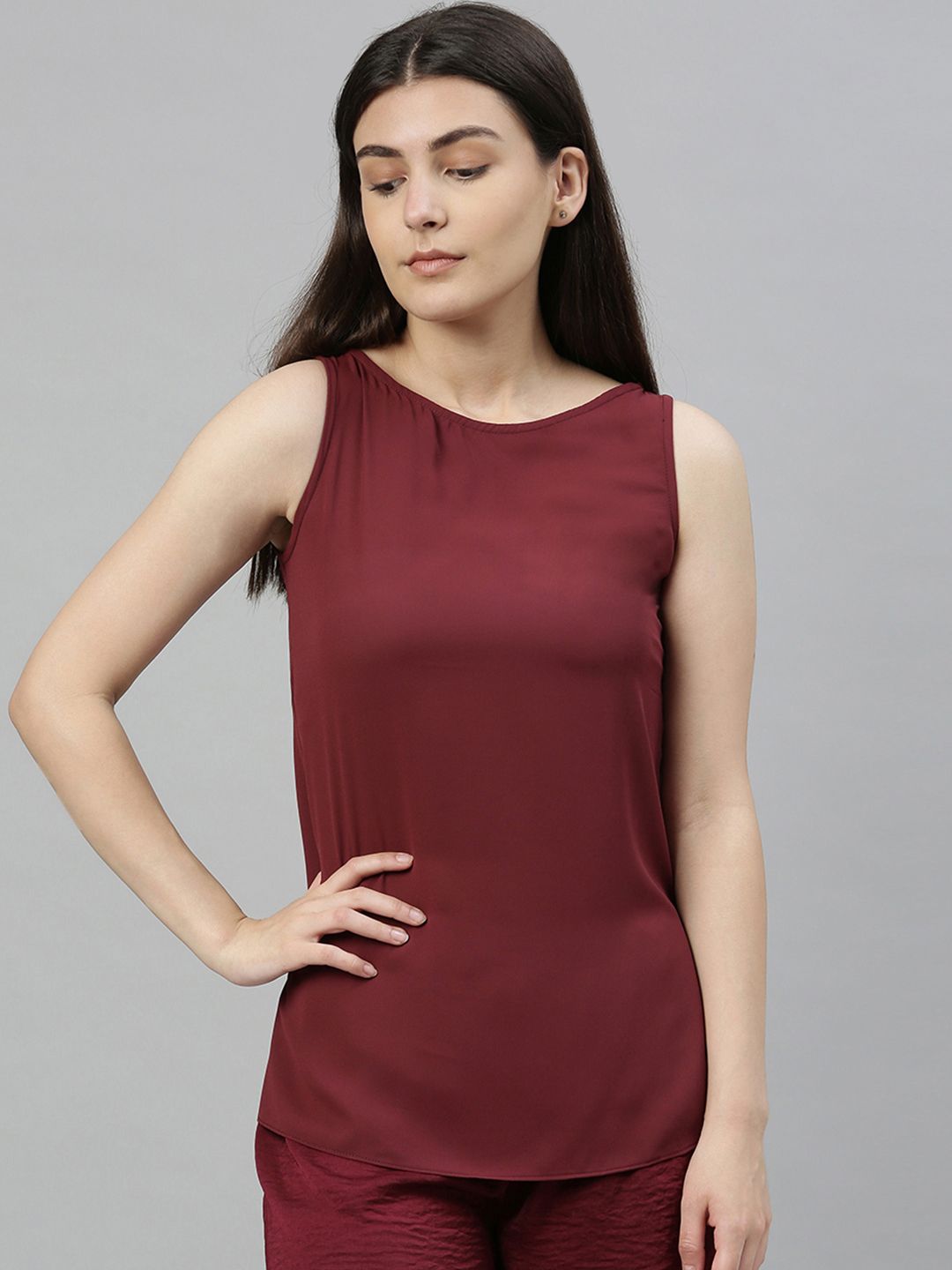 urban undress Women Burgundy Solid Lounge Top Price in India