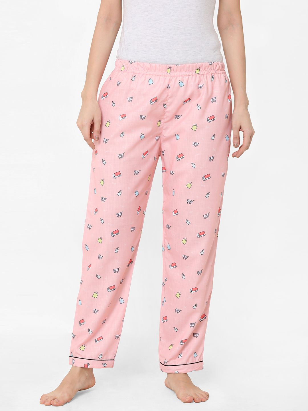 FashionRack Women Pink Printed Lounge Pants Price in India