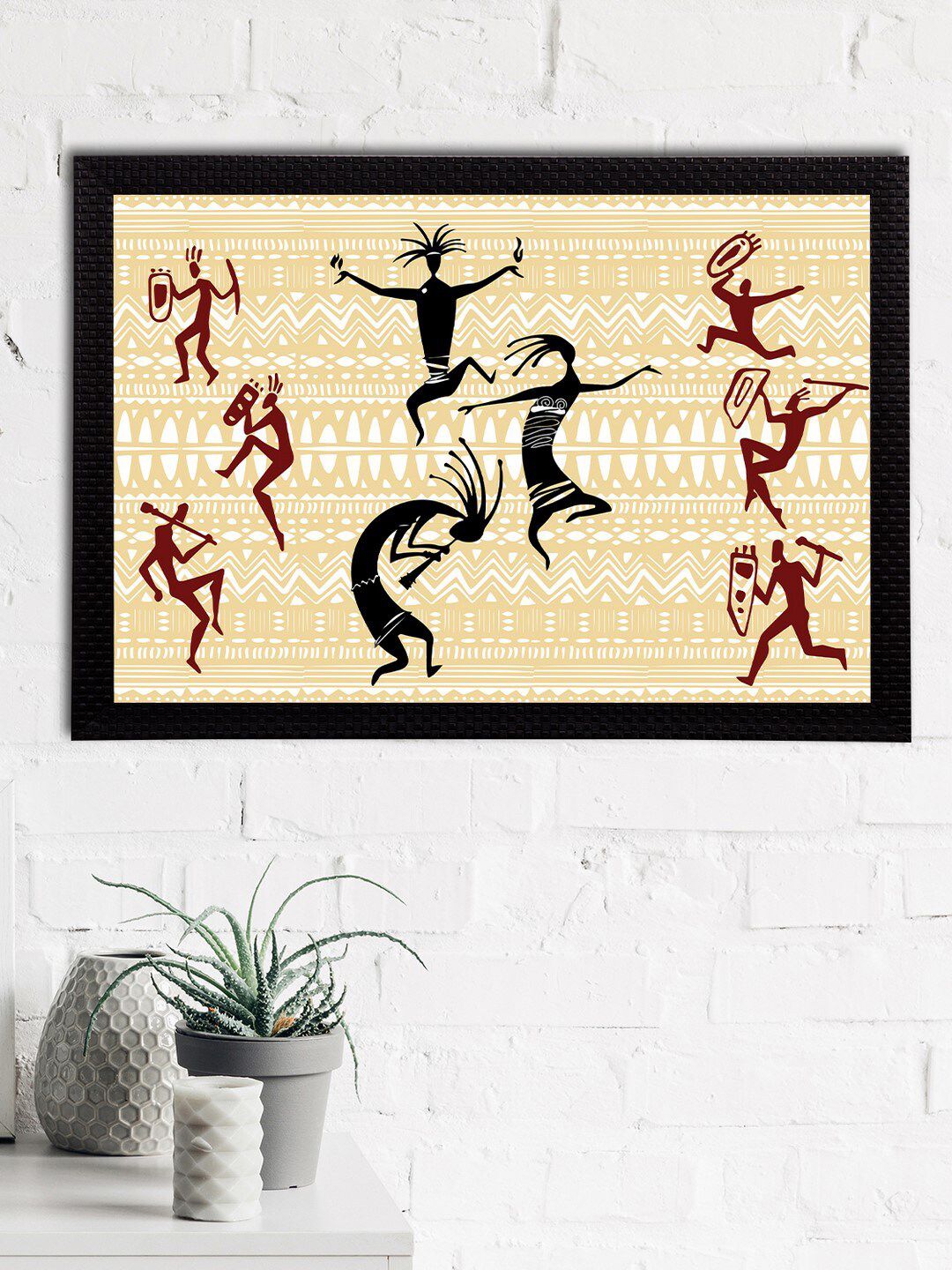 Artisyn Artisyn Beige & Maroon Tribal Theme Satin Matt Texture UV Art Painting