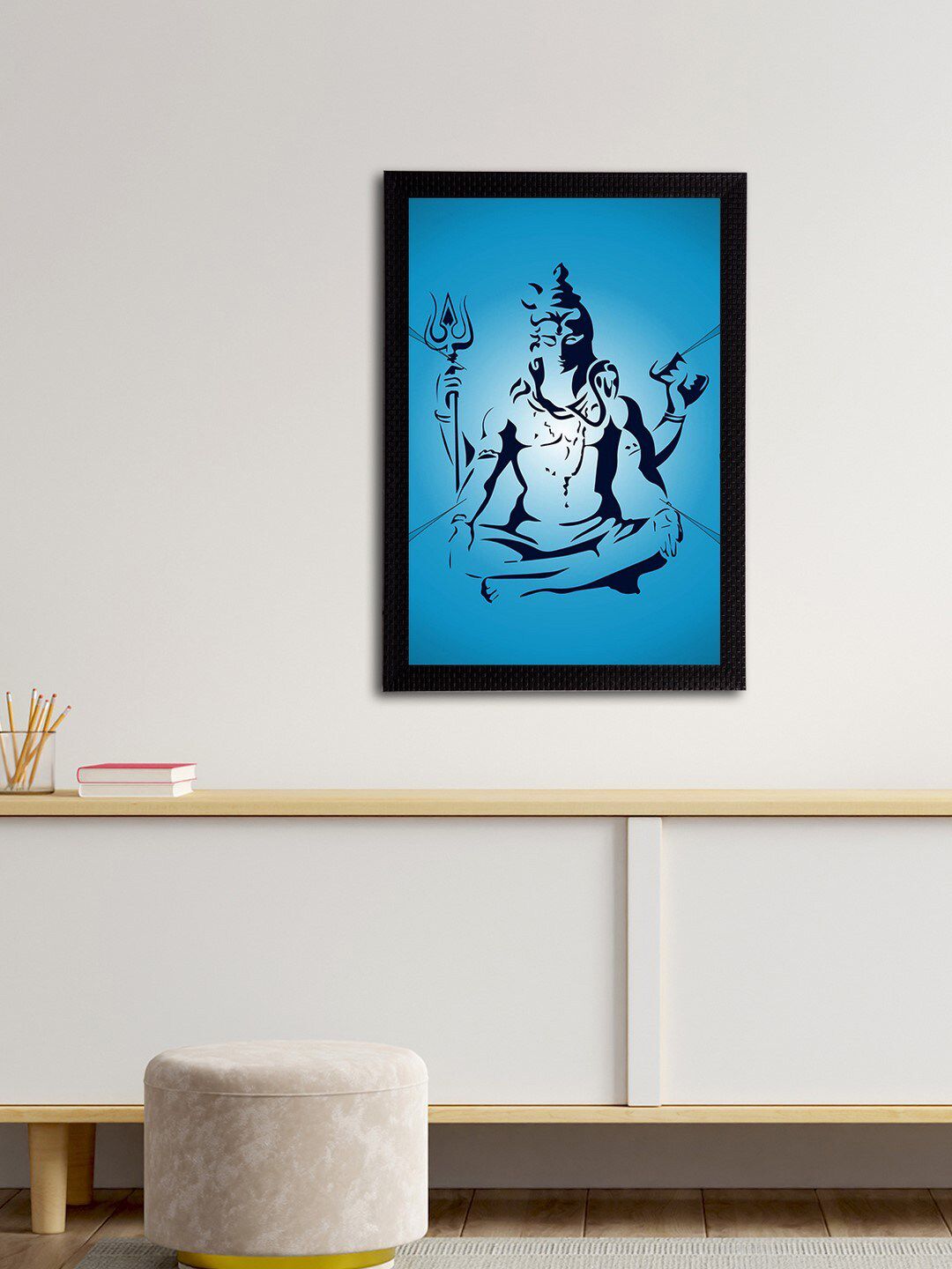 Buy eCraftIndia Blue & Black Lord Shiva Satin Matt Texture UV Art