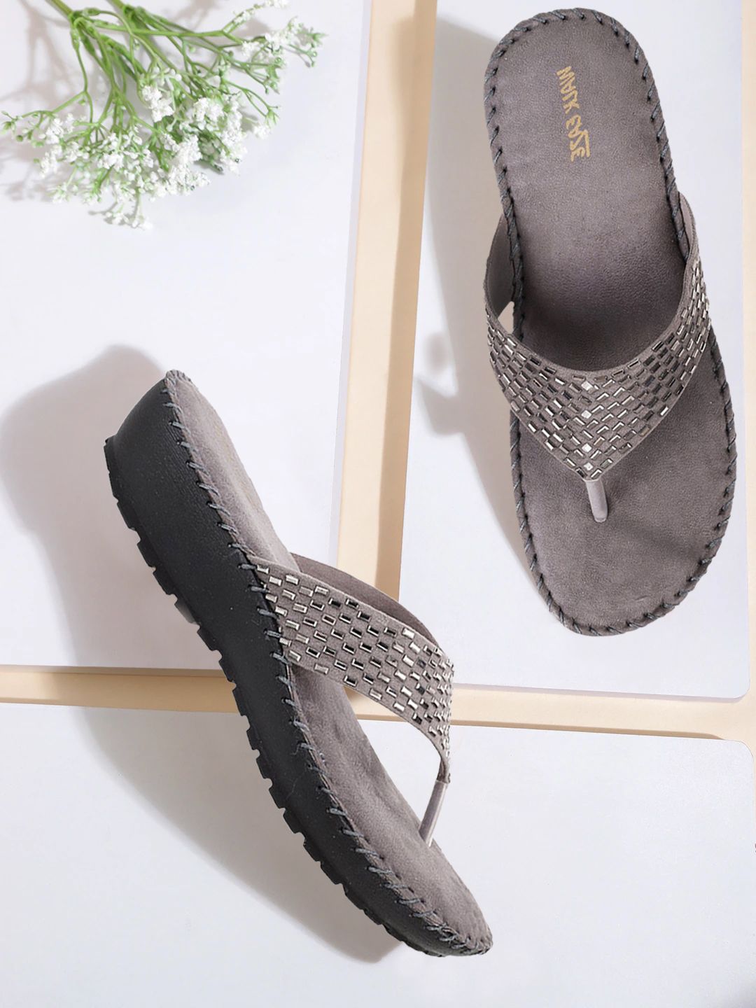 WALKWAY by Metro Women Grey Embellished Wedges Price in India