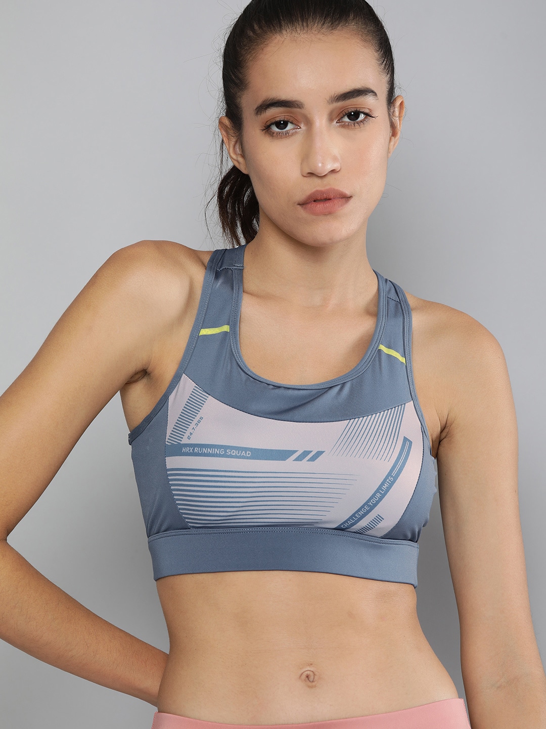 HRX By Hrithik Roshan Women Blue Rapid-Dry Antimicrobial Running Sports Bra HR_SS21 Price in India
