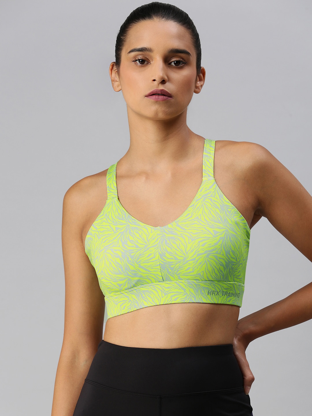 HRX By Hrithik Roshan Women Green Rapid-Dry Antimicrobial Training Sports Bra HR_SS21_W Price in India