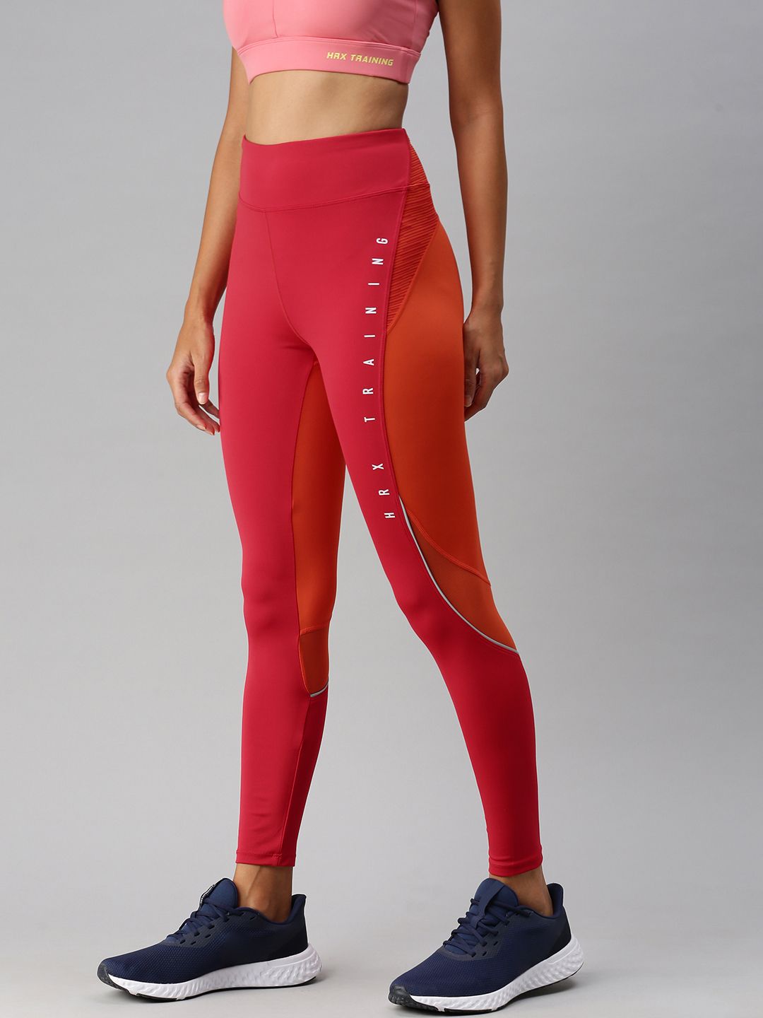 HRX By Hrithik Roshan Women Red High-Rise Rapid-Dry Antimicrobial Training Tights Price in India
