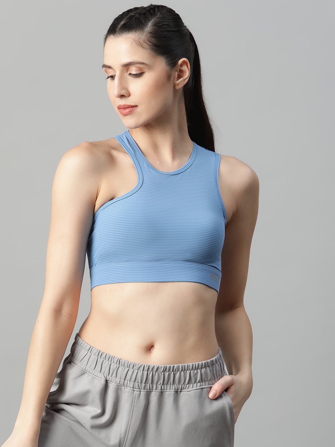 HRX By Hrithik Roshan Women Blue Low Support Rapid-Dry Antimicrobial Yoga Bra HR_SS21_W_BA Price in India