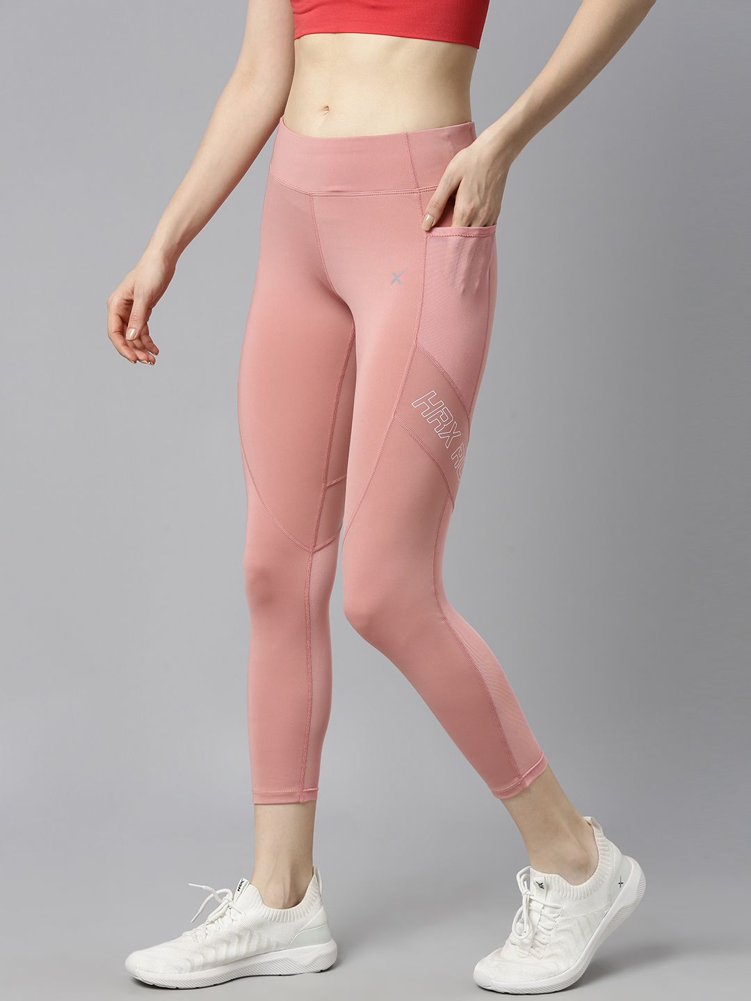 HRX By Hrithik Roshan Women Rose Dawn Solid Skinny Fit Rapid-Dry Running Tights Price in India