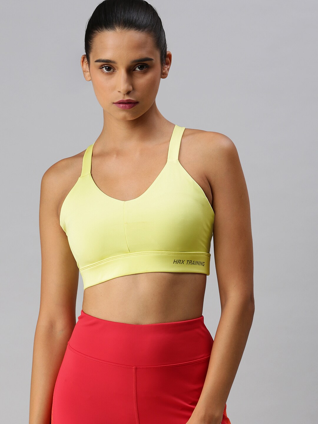HRX By Hrithik Roshan Women Yellow Rapid-Dry Antimicrobial Training Sports Bra HR_SS21_W Price in India
