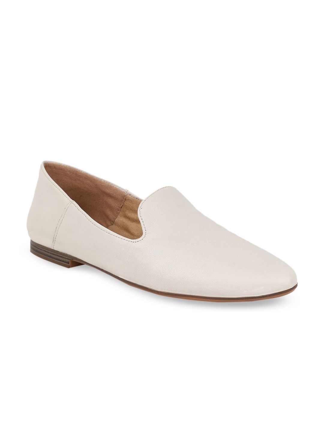 Naturalizer Women Beige Solid Leather Loafers Price in India