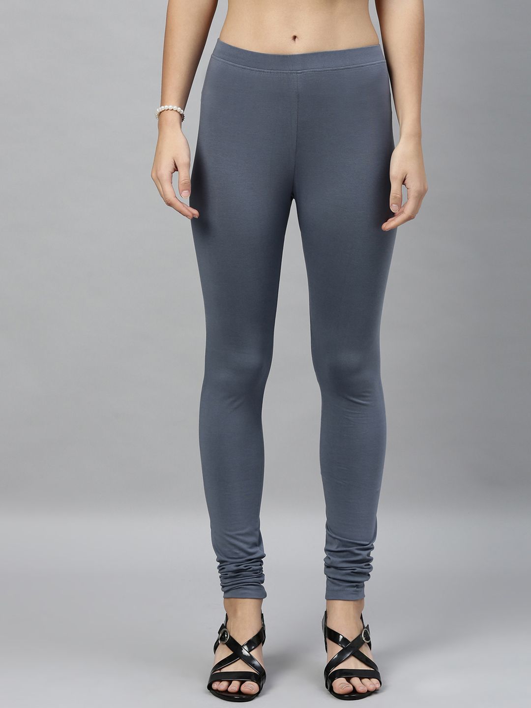 Kryptic Women Grey Solid Churidar-Length Leggings Price in India