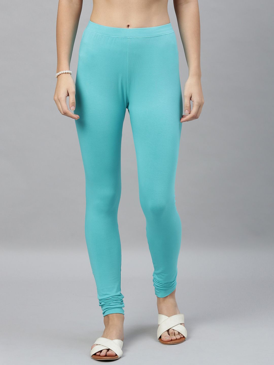 Kryptic Women Blue Solid Churidar-Length Leggings Price in India