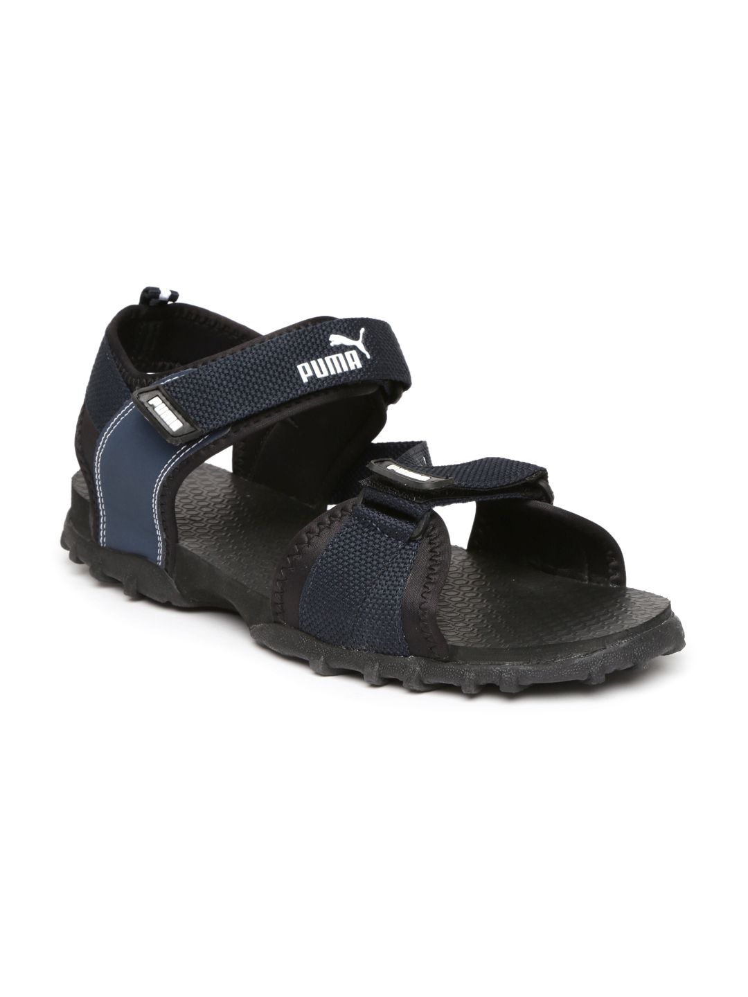black puma sandals