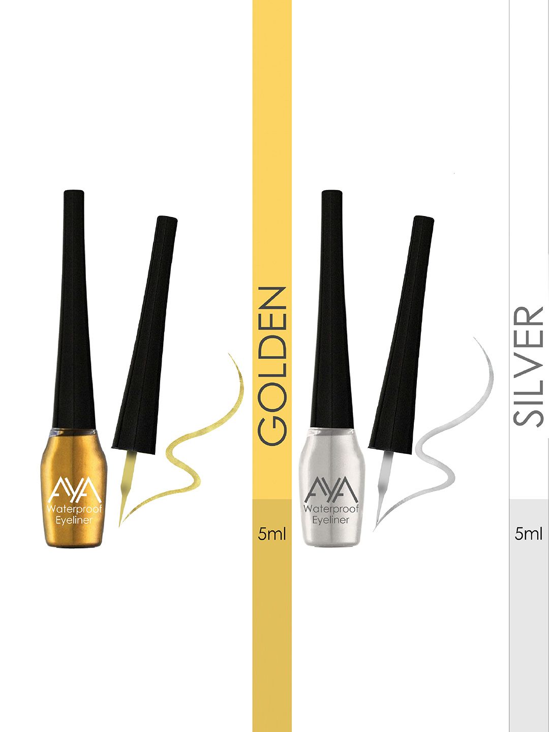 AYA Gold and Silver Pack of 2 Waterproof Eyeliner 10 ml Price in India