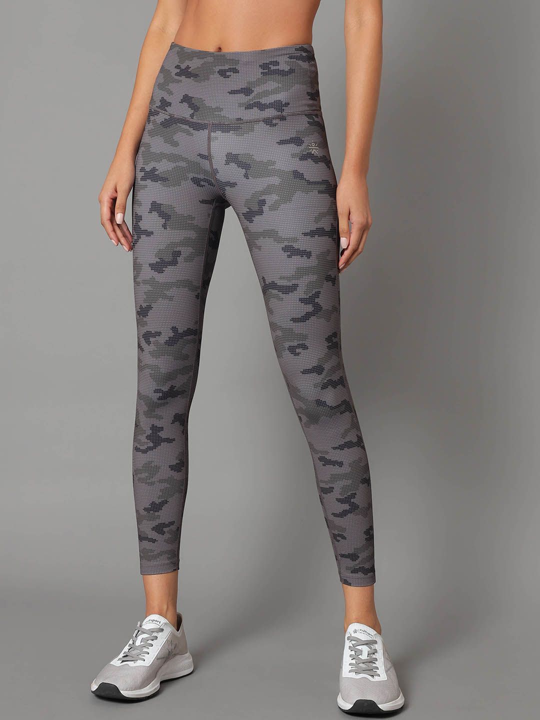 Cultsport Women Grey & Black Printed Tights Price in India