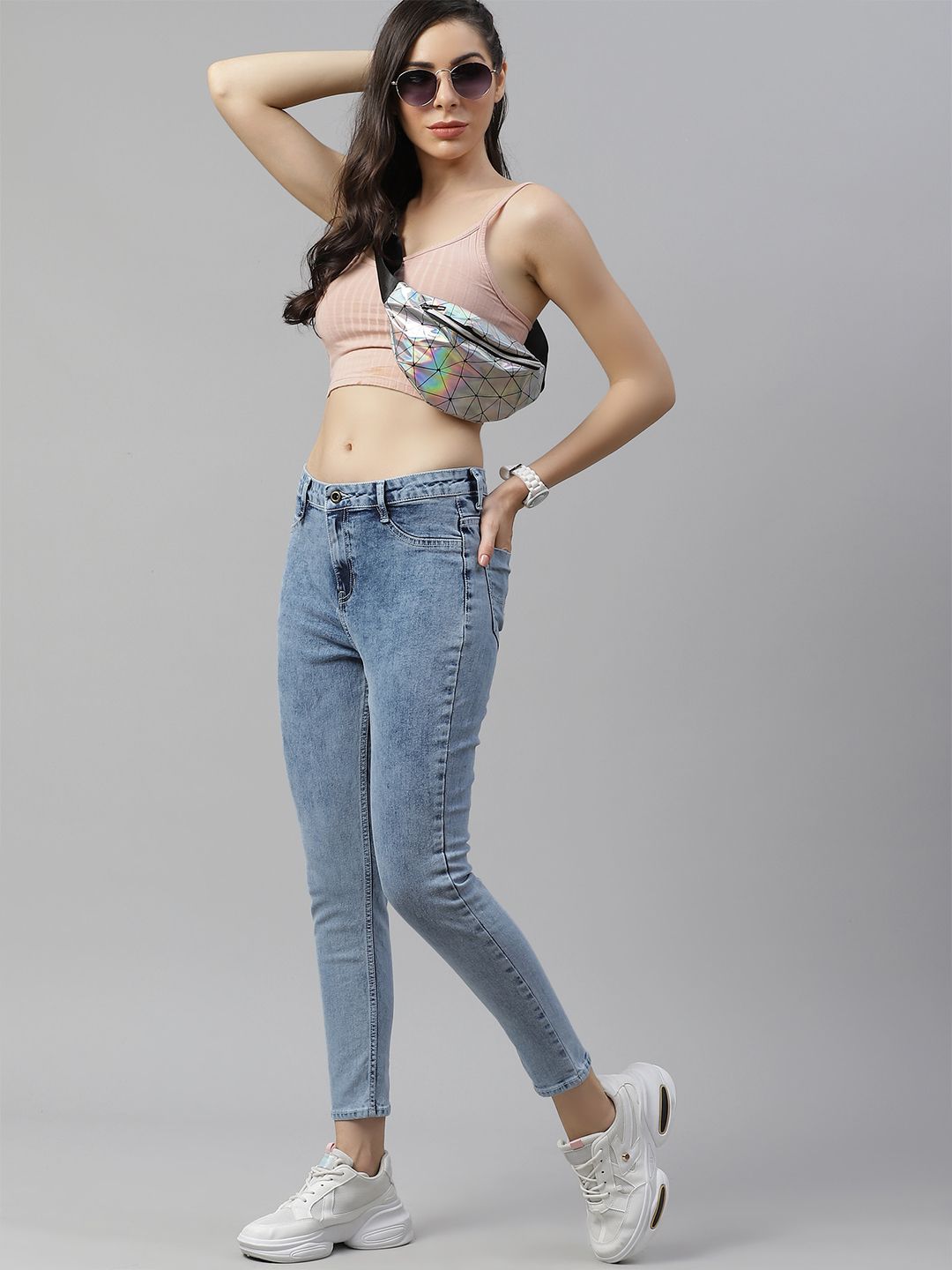 The Roadster Lifestyle Co Women Blue Mid-Rise Skinny Fit Ligh Stretchable Jeans With Back Hem Slit Detail Price in India