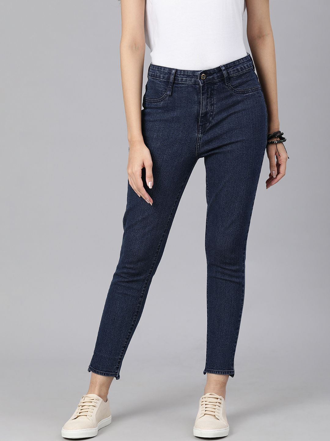 The Roadster Lifestyle Co Women Navy Blue Stretchable Jeans Price in India