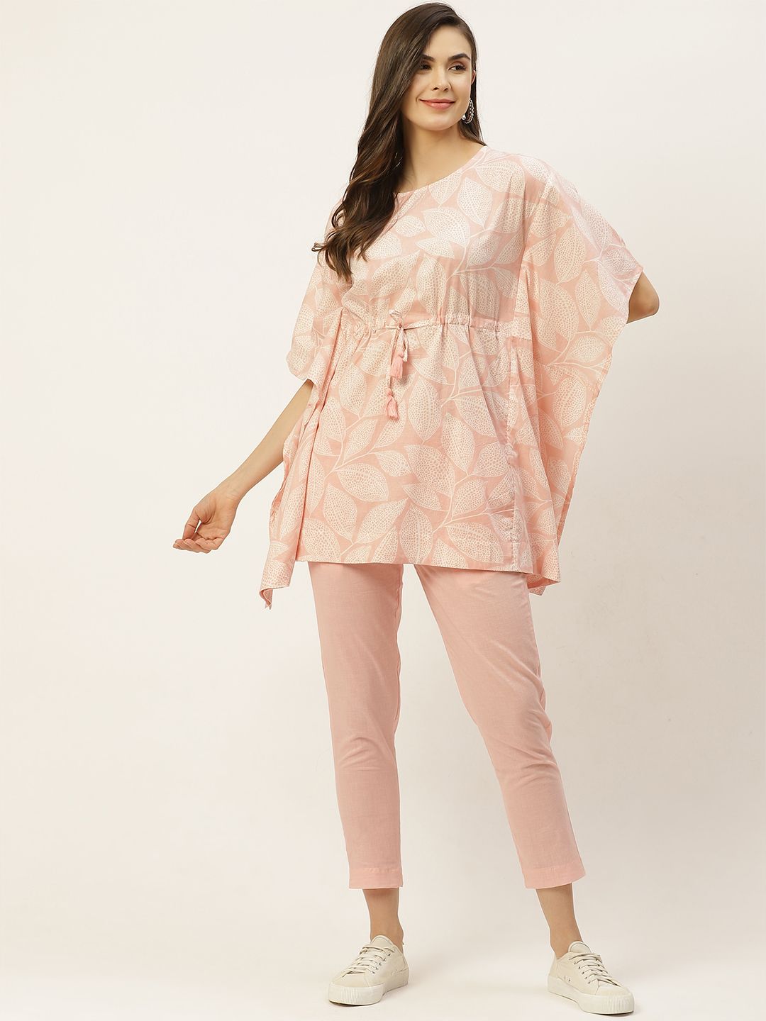 Sangria Women Pink & White Pure Cotton Ethnic Motifs Print Clothing Set Price in India