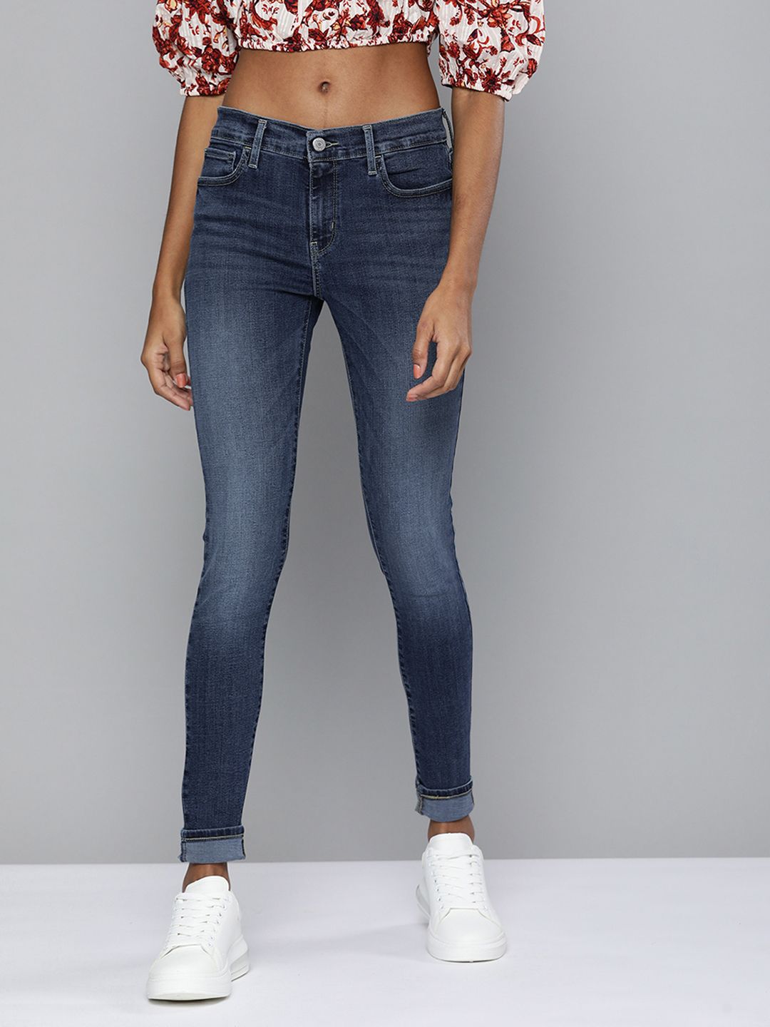 Levis Women Blue Super Skinny Fit Heavy Fade Jeans Price in India