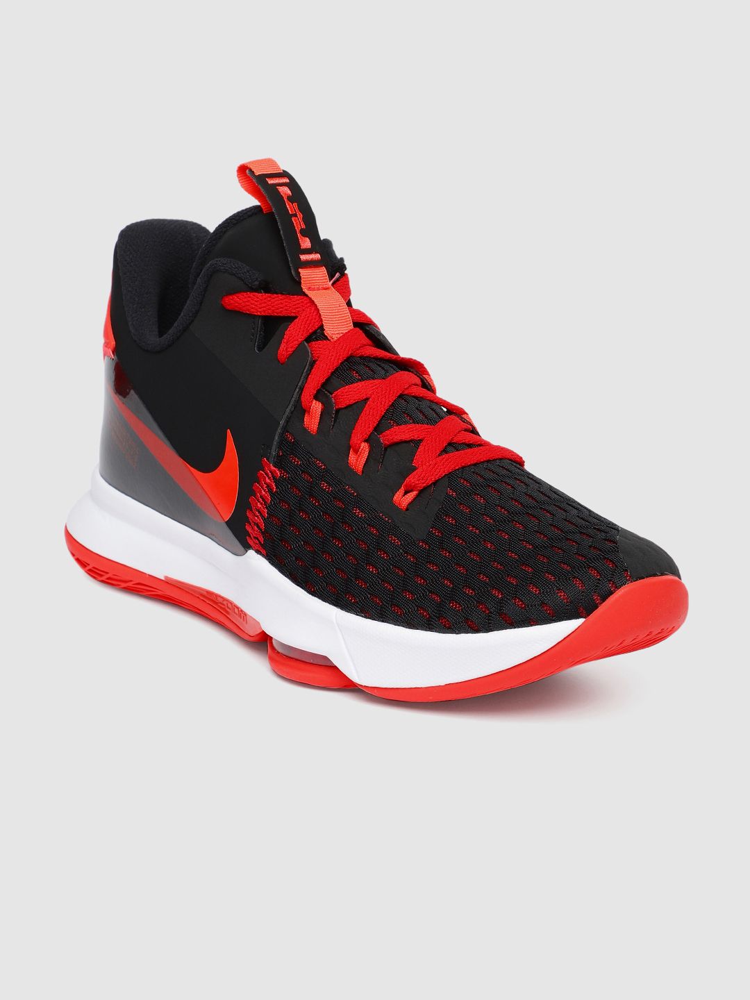 Nike バスケットボールシューズ 黒/赤 LEBRON WITNESS |V Buy Nike Unisex Black LEBRON WITNESS V EP Mid-Top Basketball Shoes